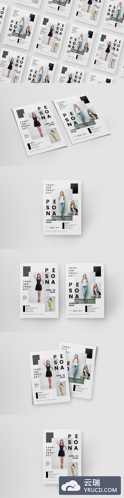 时尚高端简约宣传单DM海报设计模板（IND，PSD，JPG）