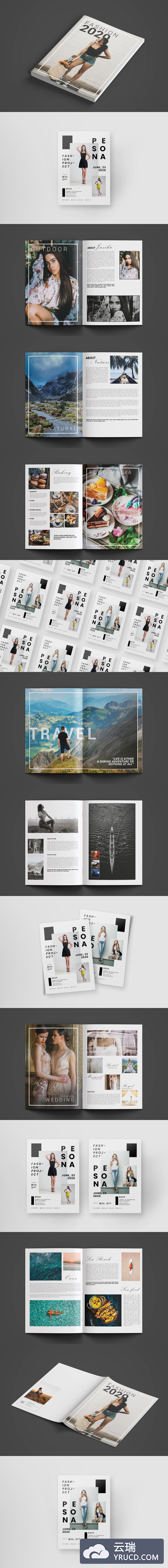 时尚简约和现代的杂志画册设计模板[PSD]