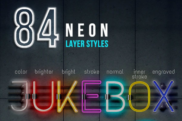 酒吧霓虹灯标志图层样式创建器[PSD,ASL]