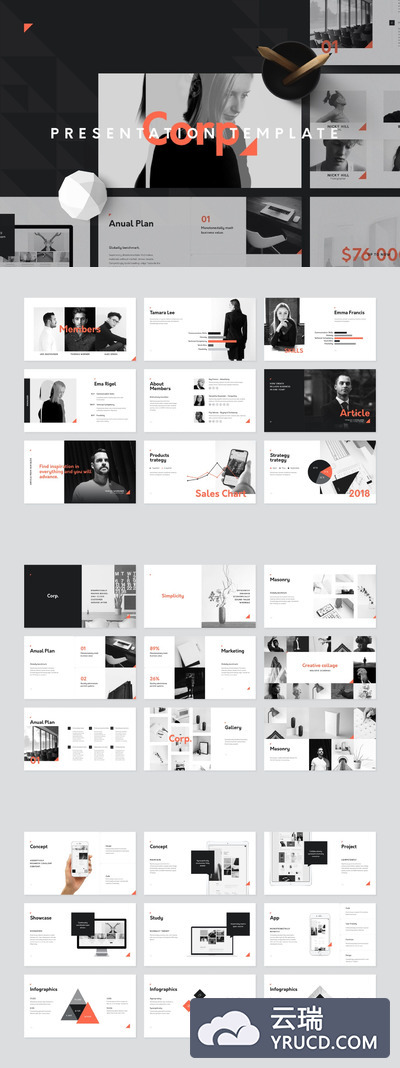 多用途的高品质时尚高端专业powerpoint幻灯片演示模板（pptx）