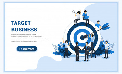 商业目标达成横幅广告插画