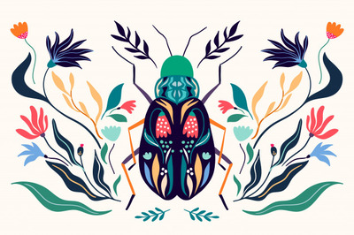 春季昆虫装饰海报横幅插画