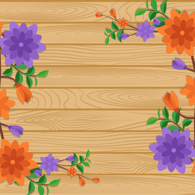 春夏季鲜花盛开大自然景色木板背景素材