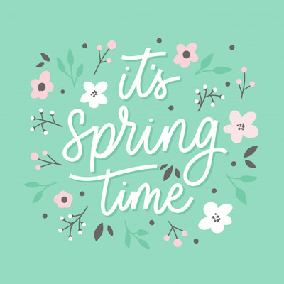 春季鲜花刻字设计封面背景