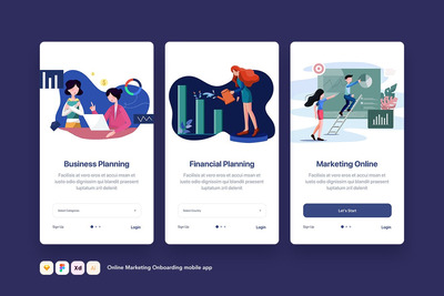 营销入职APP UI插画素材下载