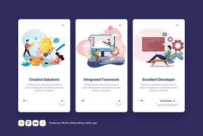 自由职业者入职移动APP UI下载(EPS,Sketch,XD,fig)