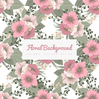 春季水彩花卉图案背景