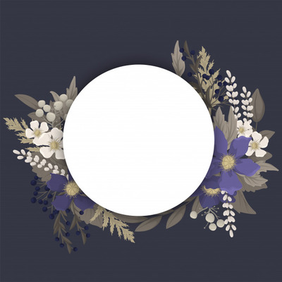 蓝色花边环绕装饰的框架素材