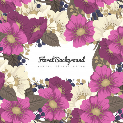 彩色水彩花卉设计框架素材