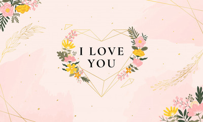 爱心钻石棱角花卉装饰婚礼素材