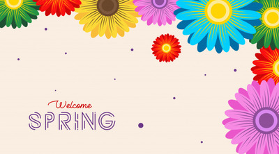 春季花卉插画邀请函设计背景