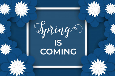 春季剪纸花卉设计邀请函模板