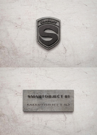 混凝土石墙品牌logo标志展示样机模板