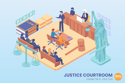 2.5D等距正义法庭矢量概念（Ai）