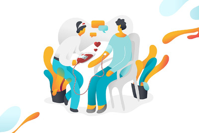 时尚抽象的公益献血概念插画（Ai）