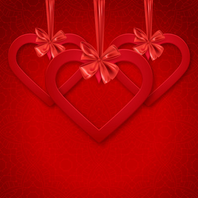 情人节爱心丝带装饰贺卡素材