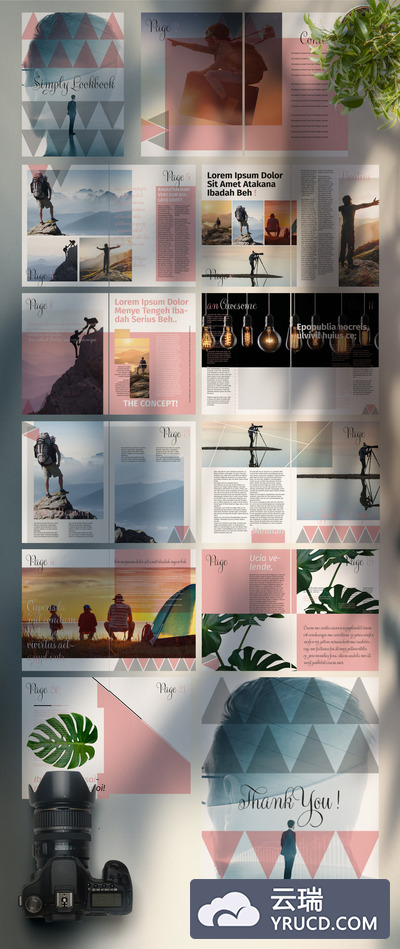 三角形图案旅行摄影个人作品集/画册模板