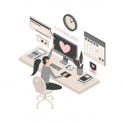 现代平面设计情人节等距概念