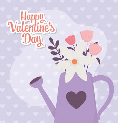 水罐花卉爱心装饰背景情人节素材