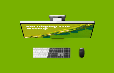 Pro-Display XDR一体机桌面电脑（浅色和深色）样机下载（PSD）