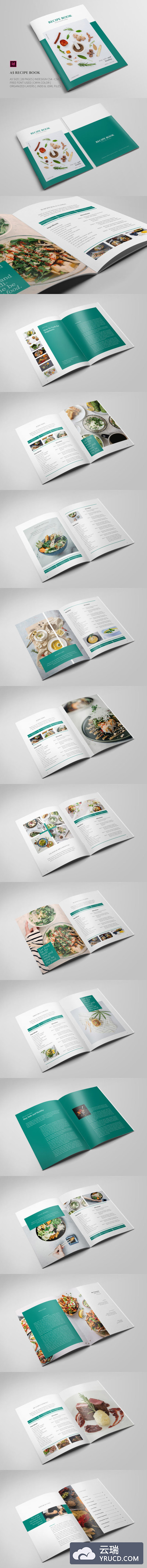 A5规格餐厅食谱菜单杂志设计模板
