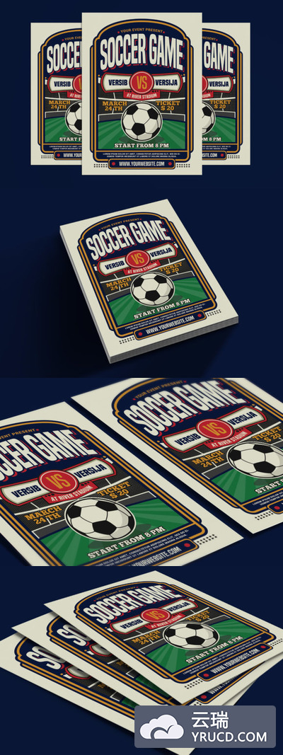 足球比赛运动传单海报设计模板