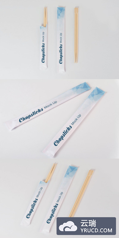 Mockups | 3个PSD细腻精致竹子材质筷子包装模型样机