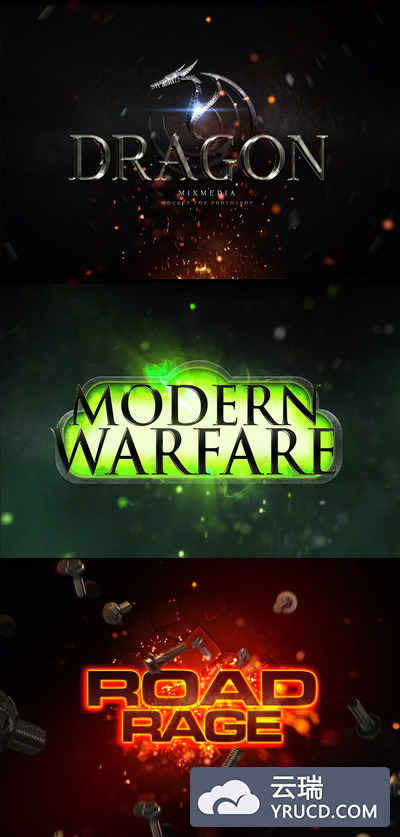 酷炫的游戏标题字体PS图层样式下载（PSD）