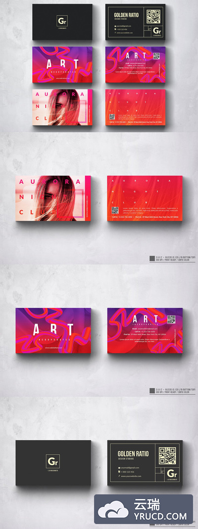 时尚高端绚丽穿衣多功能名片设计模板集合-psd