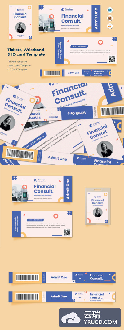 时尚高端简约新孟菲斯风格的活动门票宣传单海报DM设计模板（AI，EPS，PSD）