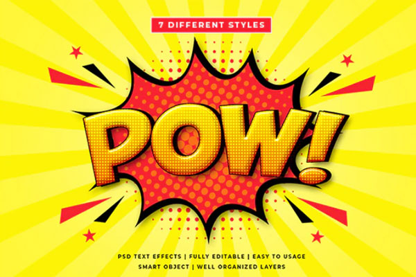 多彩漫画语音气泡3d文本效果图层样式素材