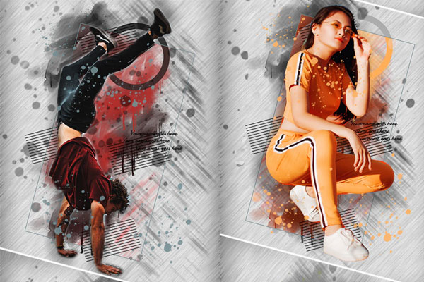 水墨背景照片绘画效果Photoshop动作