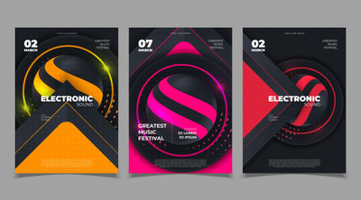 电子派对音乐传单设计模板