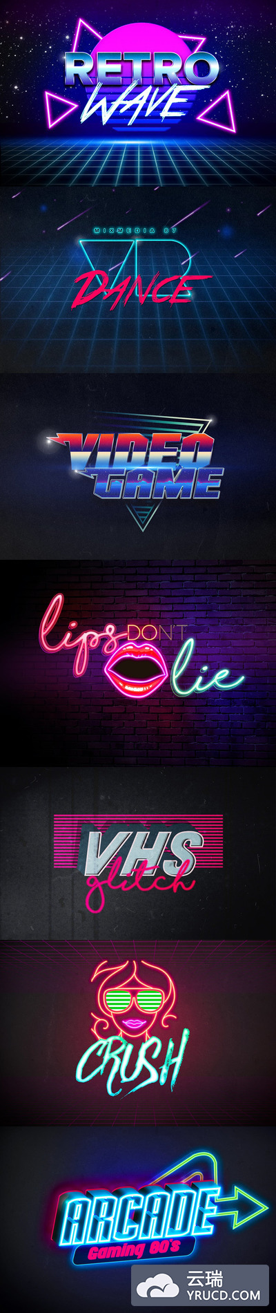 复古酷炫风格的PS字体图层样式（PSD）