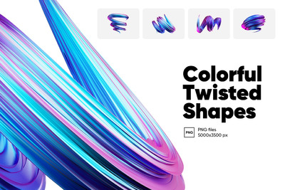 时尚高端绚丽抽象3D立体渐变色彩扭曲形状几何图形背景底纹纹理集合