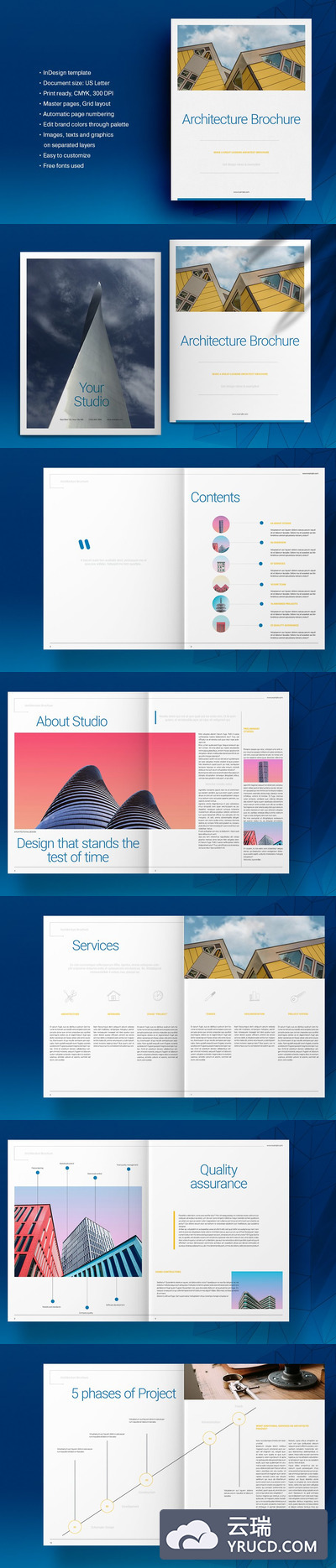现代建筑设计手册/杂志画册indd模板