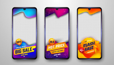 创意社交媒体APP手机广告模板