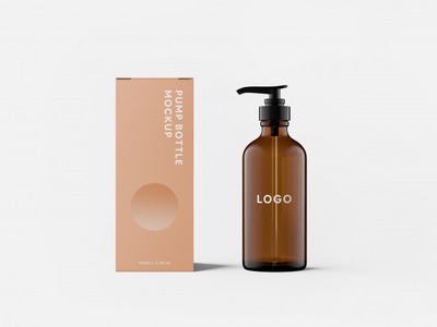 护肤品泵瓶与包装盒样机素材