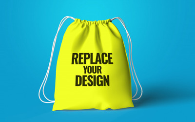 逼真的拉绳袋渲染产品样机[PSD]