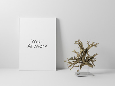 白色背景下的海报框架样机[PSD]