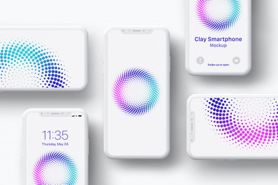 Clay智能手机屏幕样机展示模型-组成[PSD]