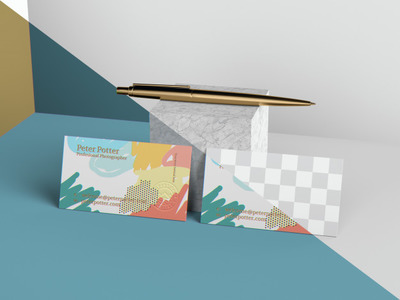 高品质涂鸦艺术质感商务名片展示样机[PSD]