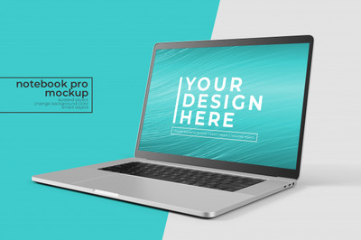 逼真的15英寸笔记本电脑展示样机[PSD]