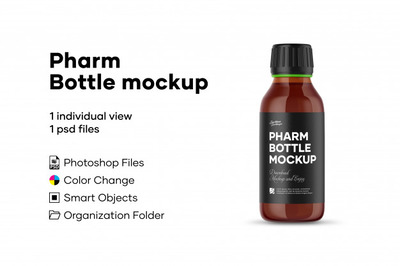 高品质棕色制药瓶子展示样机[PSD]