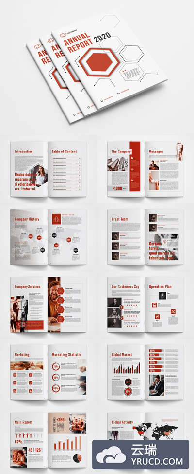 红色主题企业简介/年度报告杂志模板