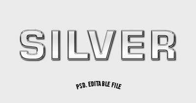 银色3D文字效果字体样式[PSD]