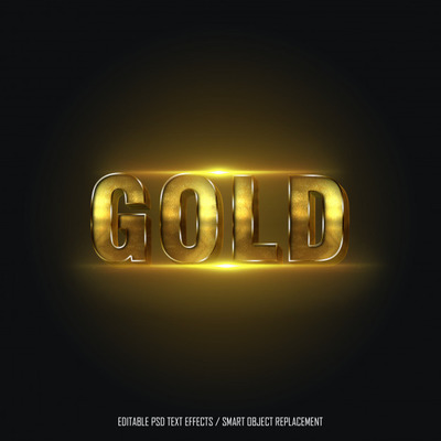 金色3D可编辑的文字效果样式[PSD]