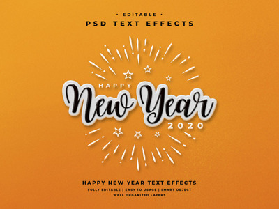 可编辑新年2020文本风格效果[PSD]