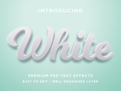 白色3D文字效果PS样式[PSD]