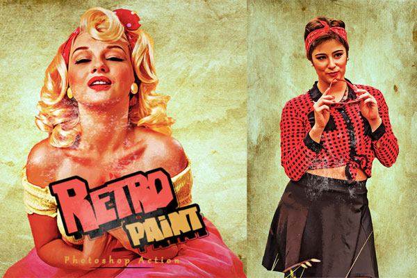 复古油漆水彩画效果Photoshop动作